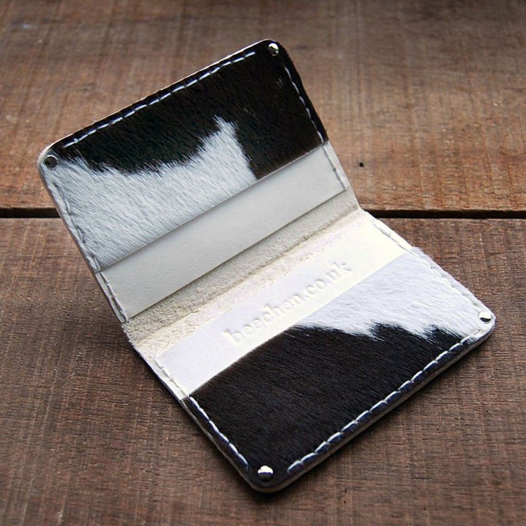 小牛皮草真皮名片皮夹card holder - 皮夹/钱包 - 真皮 白色