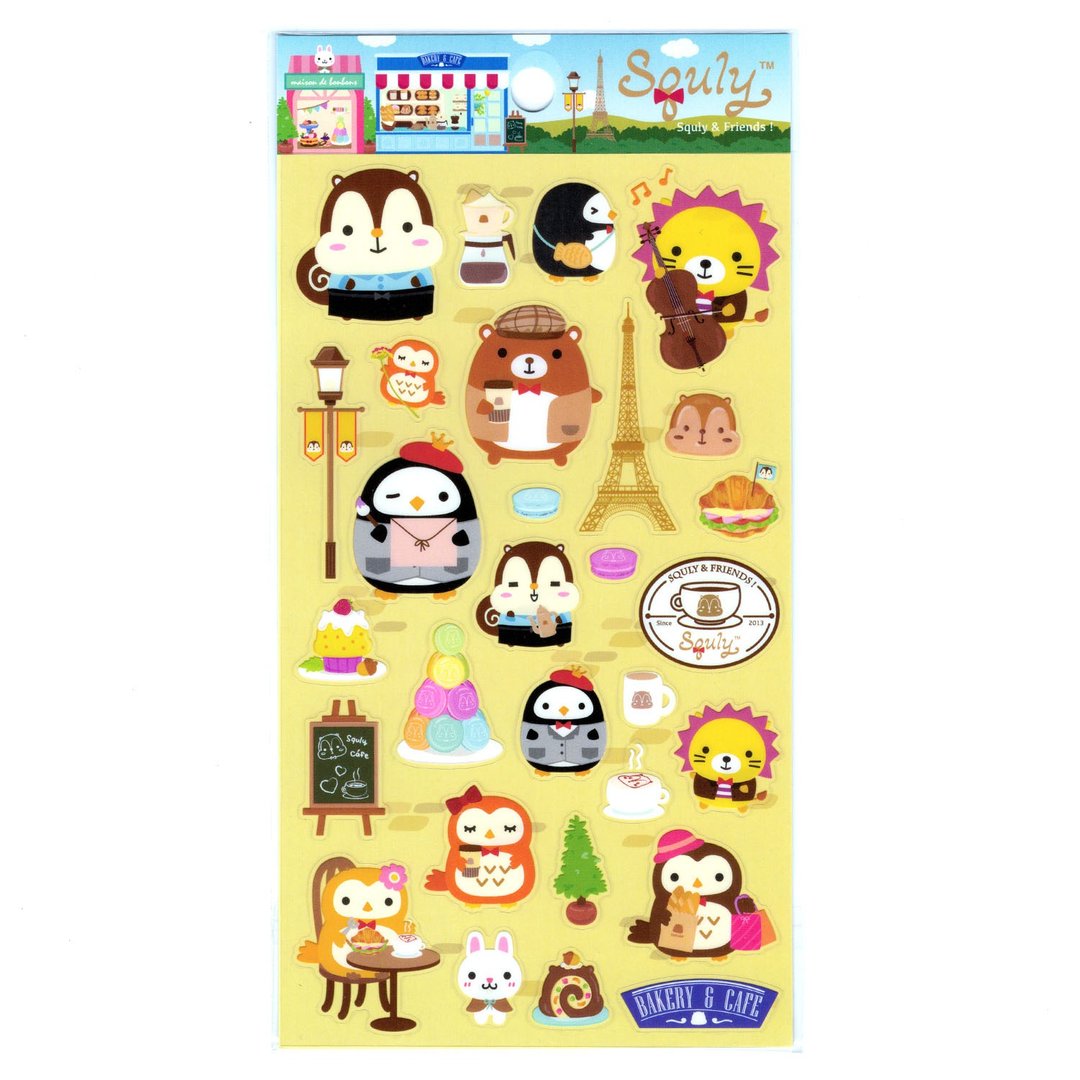 Squly & Friends 咖啡店主题贴纸 (E007SQS) - 贴纸 - 塑料 黄色