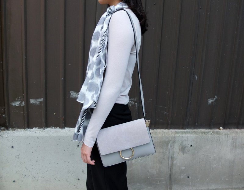 几何图形极简黑灰围巾 - 丝巾 - 其他材质 黑色