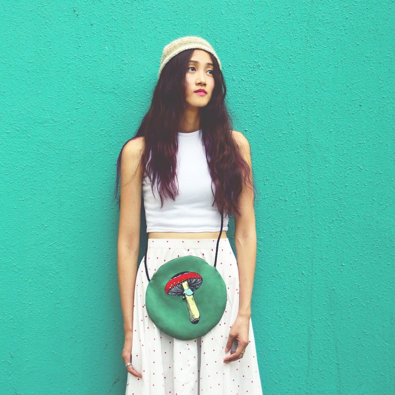 蘑菇 大头袋 - 侧背包/斜挎包 - 其他材质 绿色