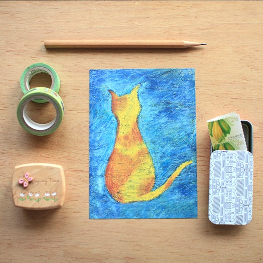 明信片 ∣ 猫尾巴 - 卡片/明信片 - 纸 蓝色