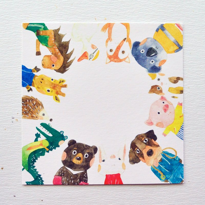 动物围圈圈1明信片 - 卡片/明信片 - 纸 白色