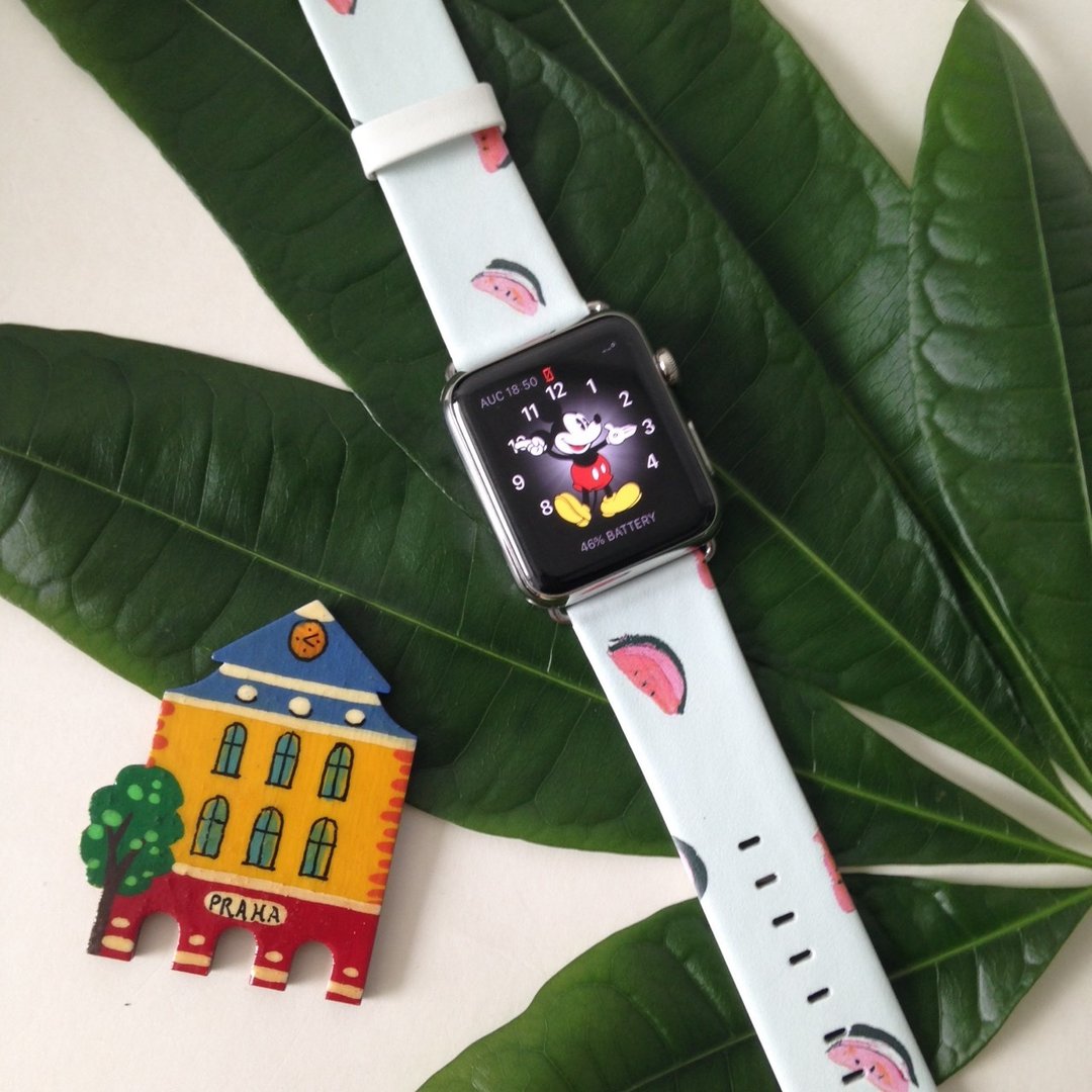 Apple / Samsung Watch 蓝色西瓜真皮表带适合任何型号 32 - 表带 - 其他材质 蓝色