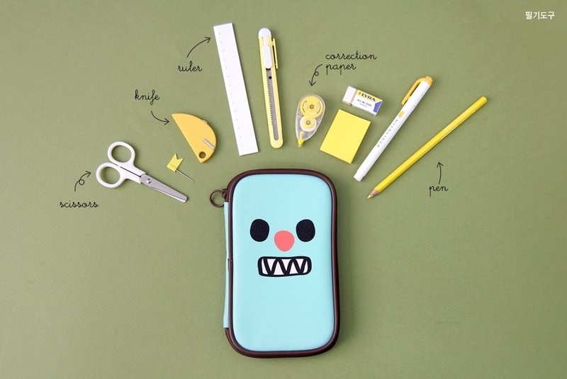 韩国 ghostpop pencil pouch 护照夹 笔袋 存款簿 文具 化妆包 多功能收纳 - 其他书写用品 - 其他材质 多色