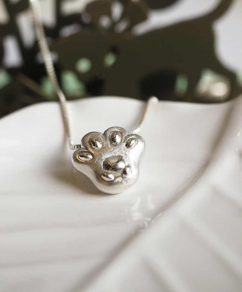 手工925纯银【猫掌肉球项链cat necklace】每只猫掌都有只小熊 - 项链 - 纯银 银色