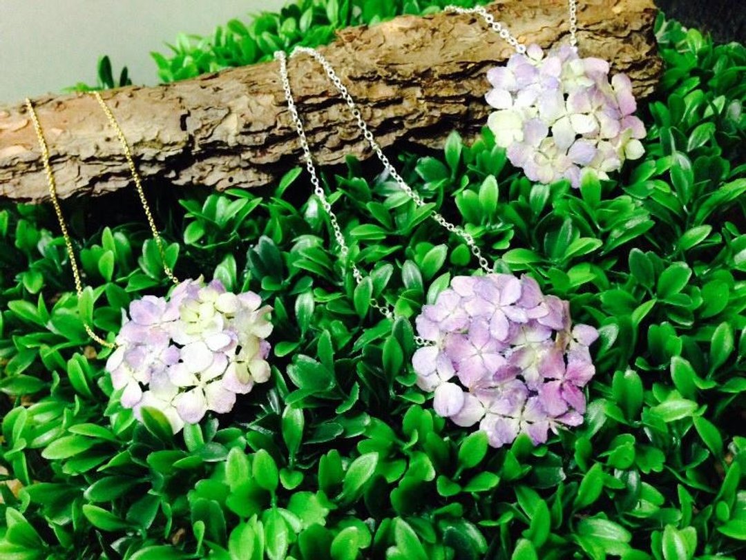*Haku·Neko*立体迷你浪漫紫绣球花颈錬 - 项链 - 植物．花 紫色