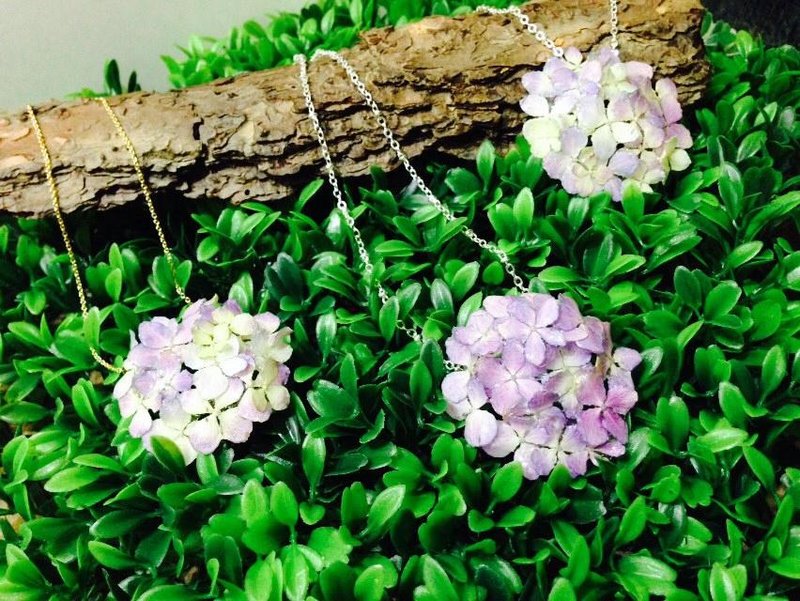 *Haku·Neko*立体迷你浪漫紫绣球花颈錬 - 项链 - 植物．花 紫色