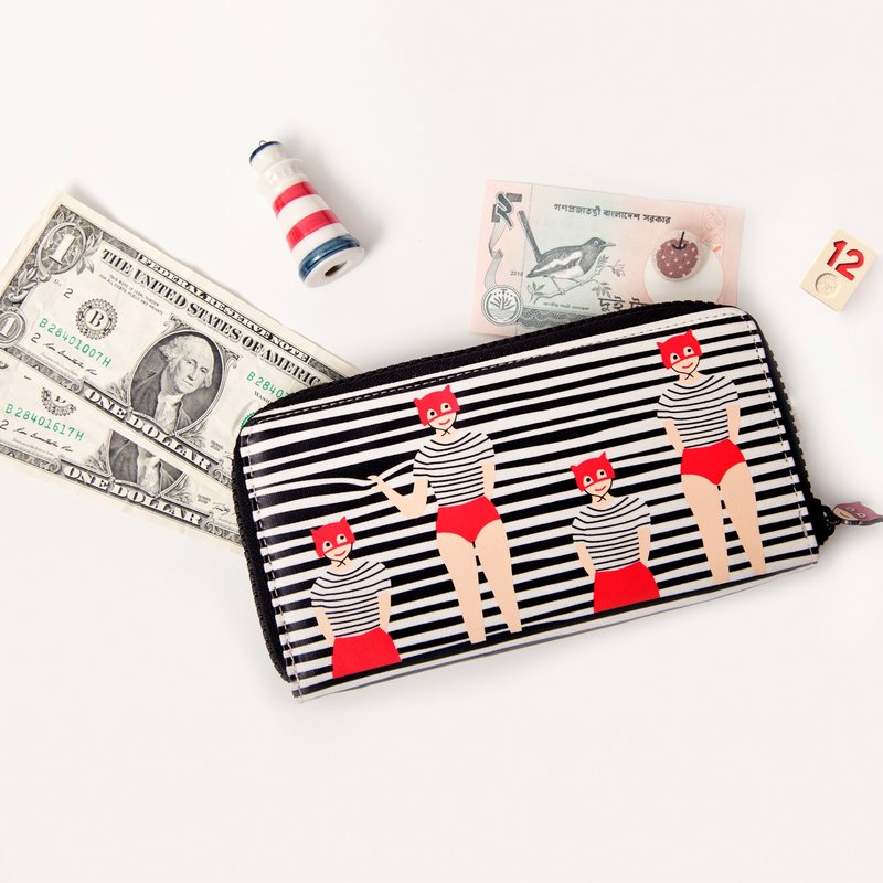 YIZISTORE 長錢夾 大鈔多卡位帆布 錢包-条纹百叶窗 - 皮夹/钱包 - 其他材质 