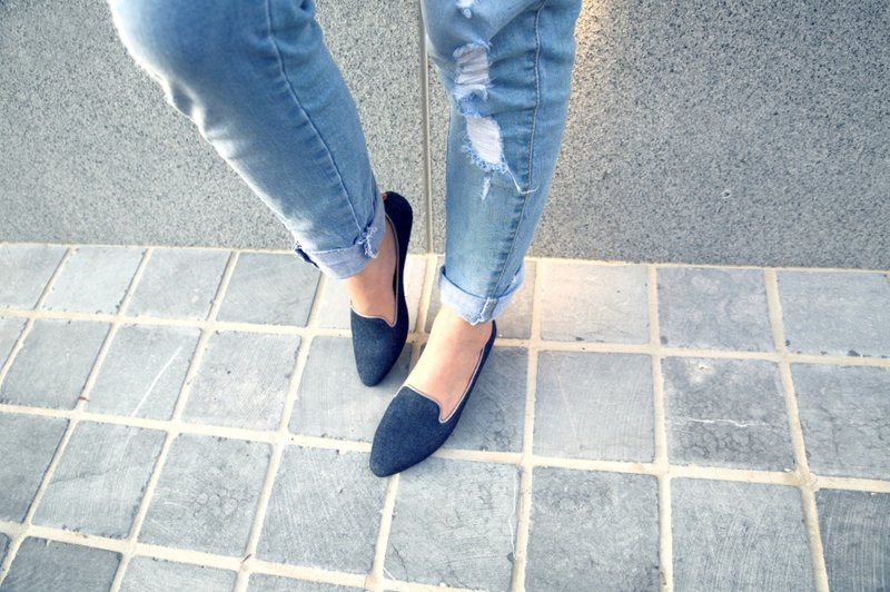 Denim Blue (经典蓝) Heeled Loafers 丹宁乐福 | WL - 女款牛津鞋/乐福鞋 - 真皮 蓝色