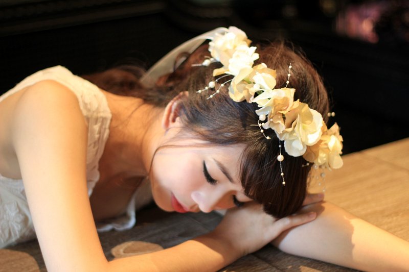 新娘花冠【仿真花系列】我的优雅情怀款 - 发饰 - 其他材质 金色