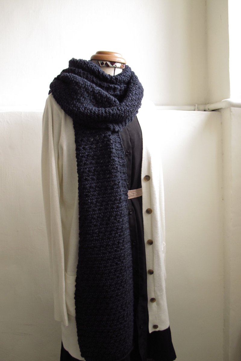 Lan毛线围巾(黑深蓝) - 丝巾 - 其他材质 黑色