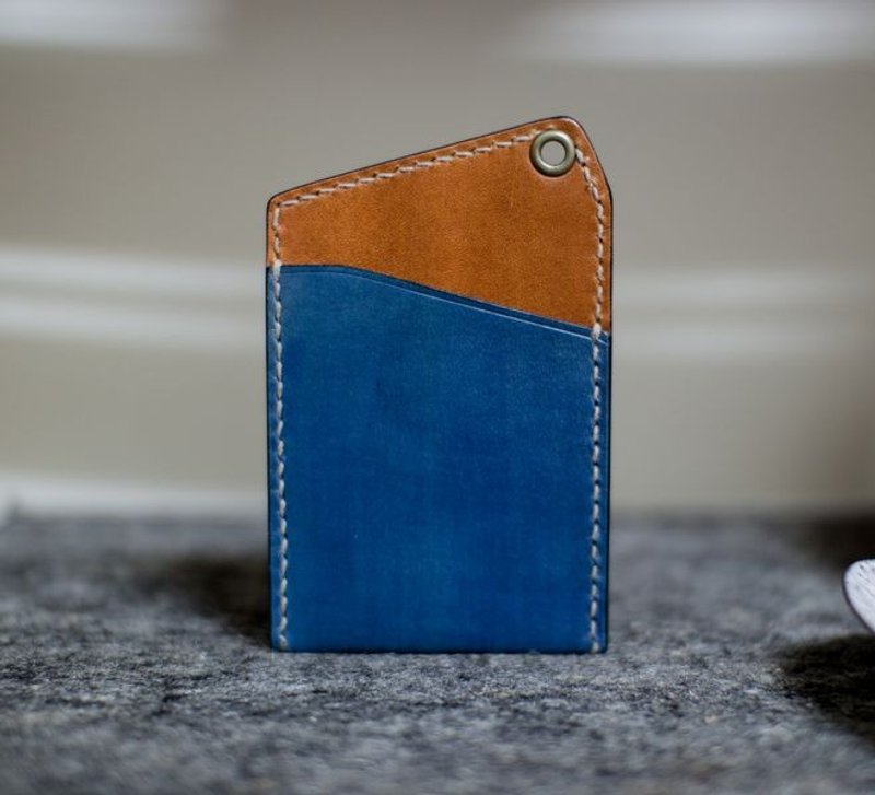皮件 手工皮革 玩色系 双色两面证件套(不含背带)_蓝+黄棕 - 证件套/卡套 - 真皮 