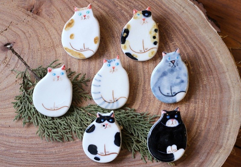 猫咪⊙ 陶瓷别针 - 胸针 - 其他材质 白色