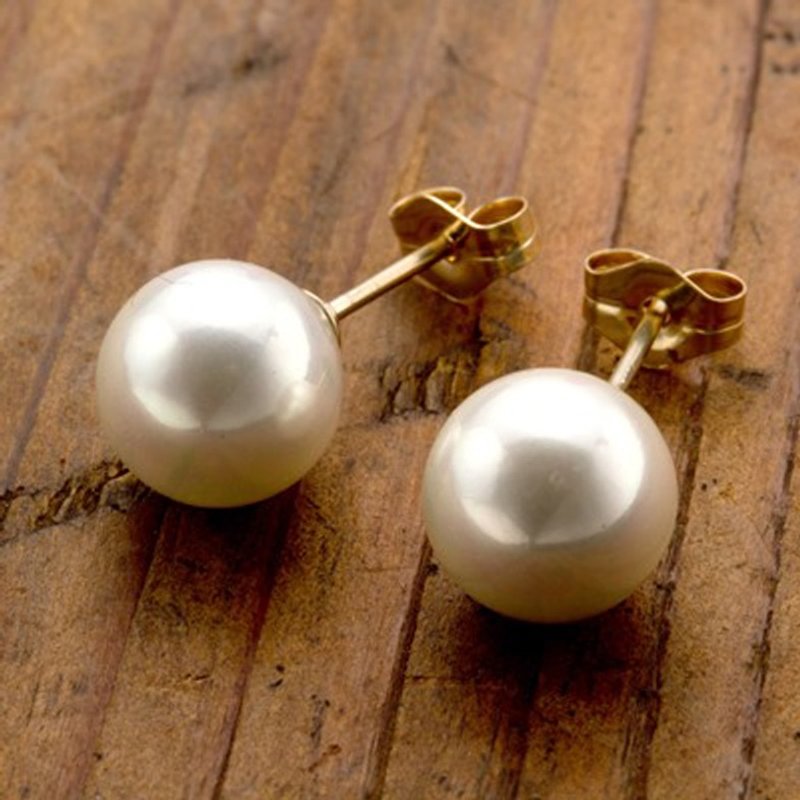 EARRINGS & CLIP-ON / 14kgf & Shell Pearl / DollPr01 - 耳环/耳夹 - 其他金属 白色