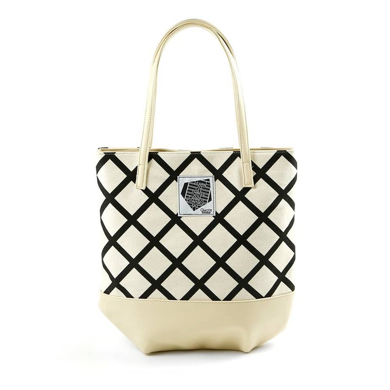 【Quote Studio】托特系列一 :: 格纹 白 ::  Tote01 - 侧背包/斜挎包 - 其他材质 白色