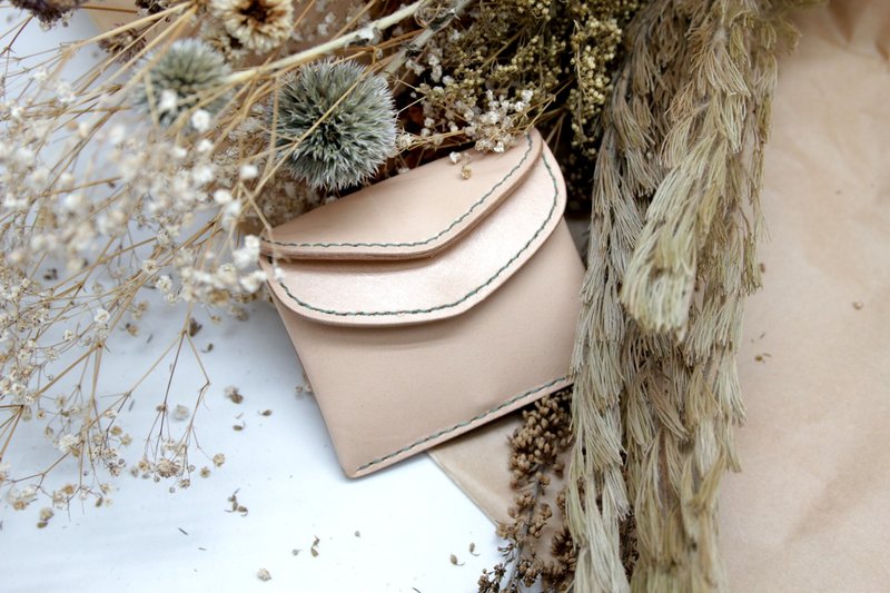 Original系列-原皮色手缝卡片零钱包/搭配日本Craft & co.彩色蜡线(12色任选) - 零钱包 - 真皮 多色