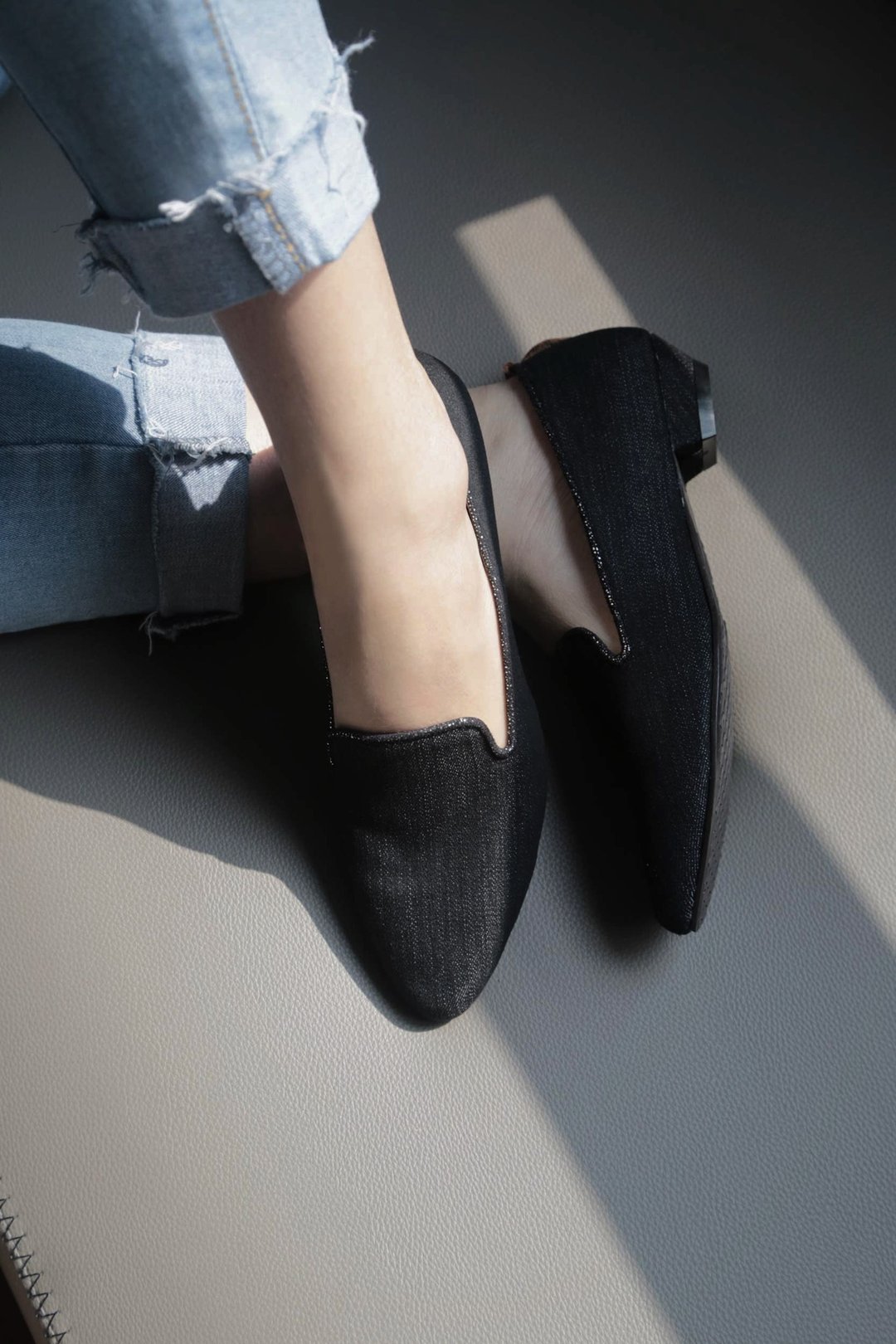 Denim Black (个性黑) Heeled Loafers 丹宁乐福 | WL - 女款牛津鞋/乐福鞋 - 棉 黑色