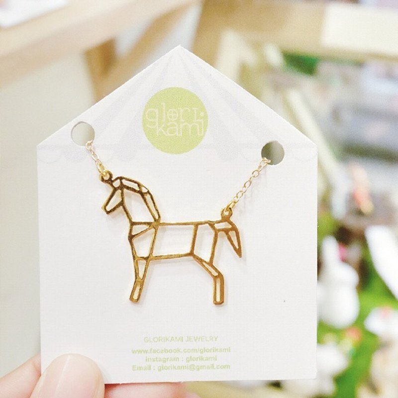 马项链，折纸风格，镀金 - 项链 - 铜/黄铜 金色