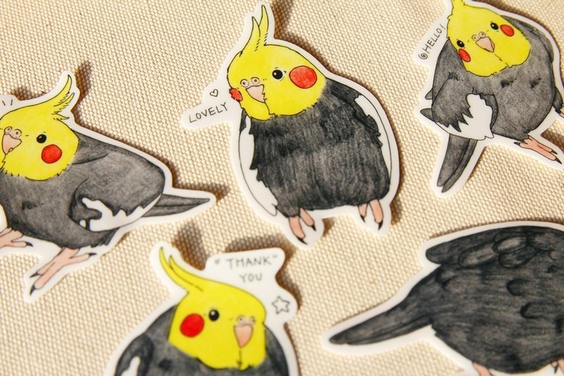 原生种玄凤 手绘防水贴纸组 - 贴纸 - 其他材质 黄色