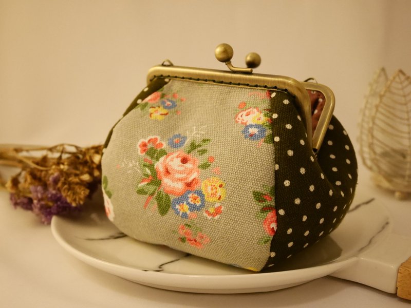 抹茶点点 x 京都玫瑰方形口金零钱包 - 零钱包 - 其他材质 绿色