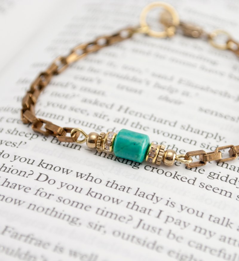 // La Don // 【扣式纯铜手链-绿松】 - 手链/手环 - 其他金属 金色