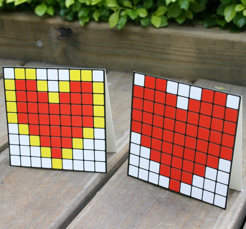 爱心情人卡-方块拼贴卡片DIY(一共四款)-白色情人节 生日卡片 情侣 友谊 万用卡 - 卡片/明信片 - 纸 红色