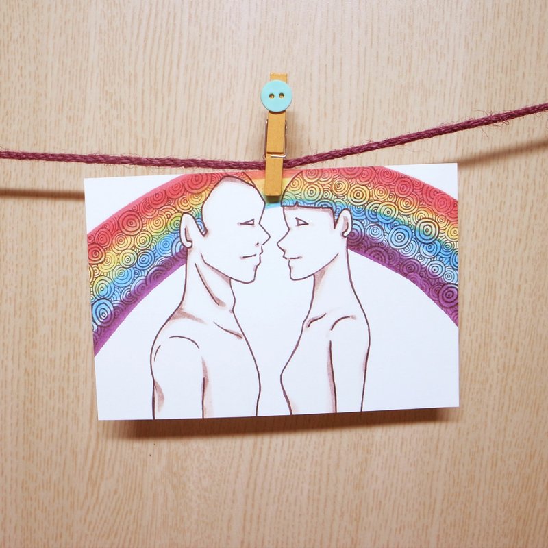 手绘明信片【彩虹】 - 卡片/明信片 - 纸 红色