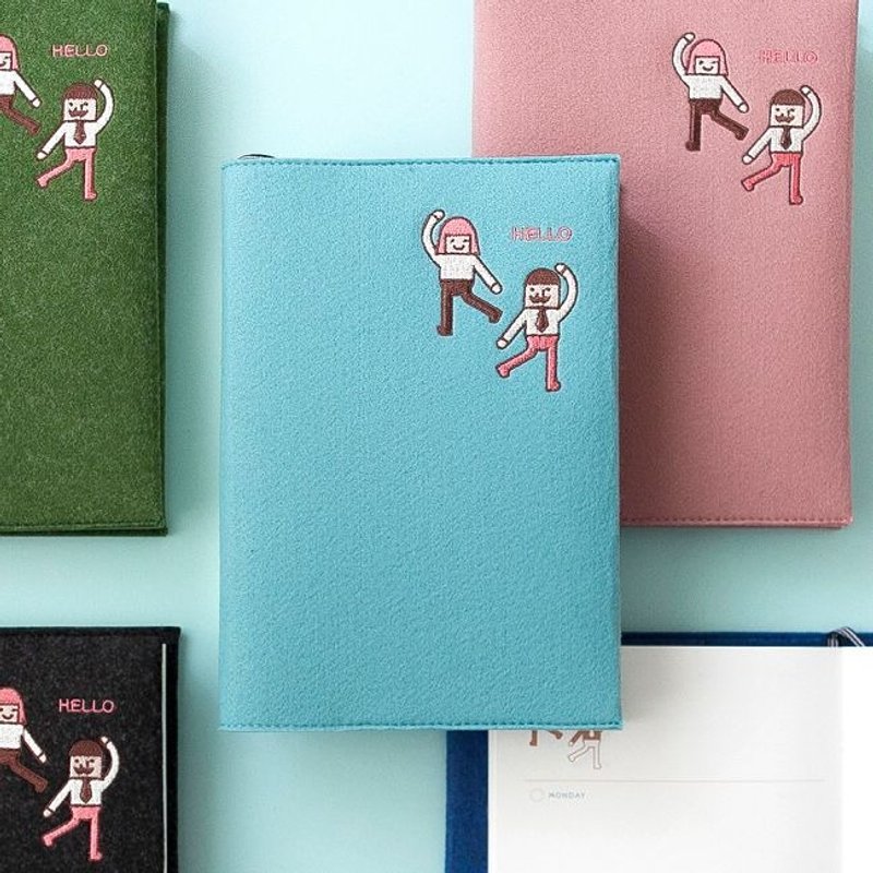 Dessin x Jstory-手帐年历-Hello毛毡电绣无时效周志-天空蓝,JST31270 - 笔记本/手帐 - 纸 蓝色
