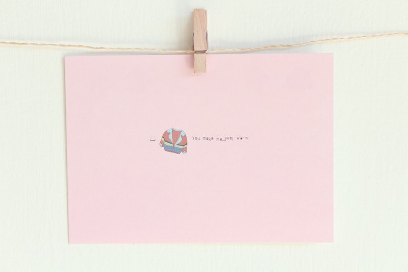 插画冬季温暖卡片 - you make me feel warm - 卡片/明信片 - 纸 粉红色