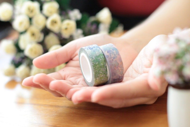 台湾原创 Water Color_水彩纹样和纸胶带 两款入 10*15〔永乐町之夏〕 - 纸胶带 - 纸 多色