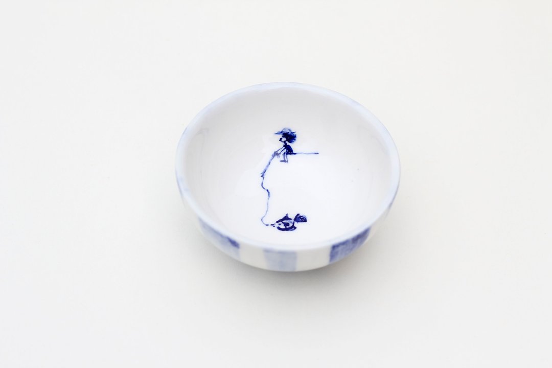 小钓鱼＿陶瓷茶杯 - 花瓶/陶器 - 其他材质 白色