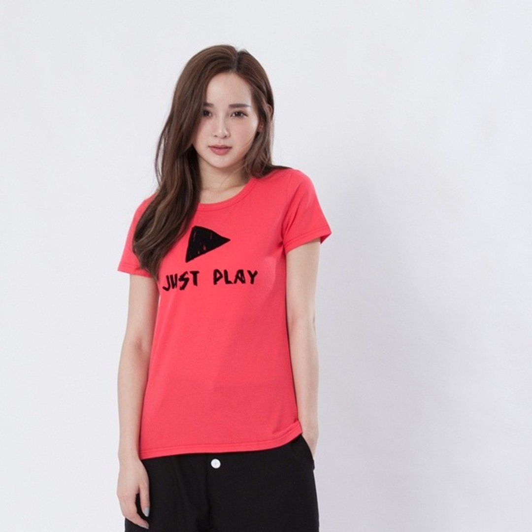 Just Play 短袖 蜜桃棉 女T 桃红色 - 女装 T 恤 - 棉 红色