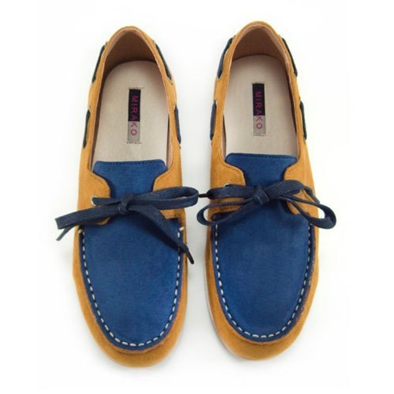 Two Tone Boat Shoes M1106A BlueLand - 女款牛津鞋/乐福鞋 - 棉．麻 蓝色