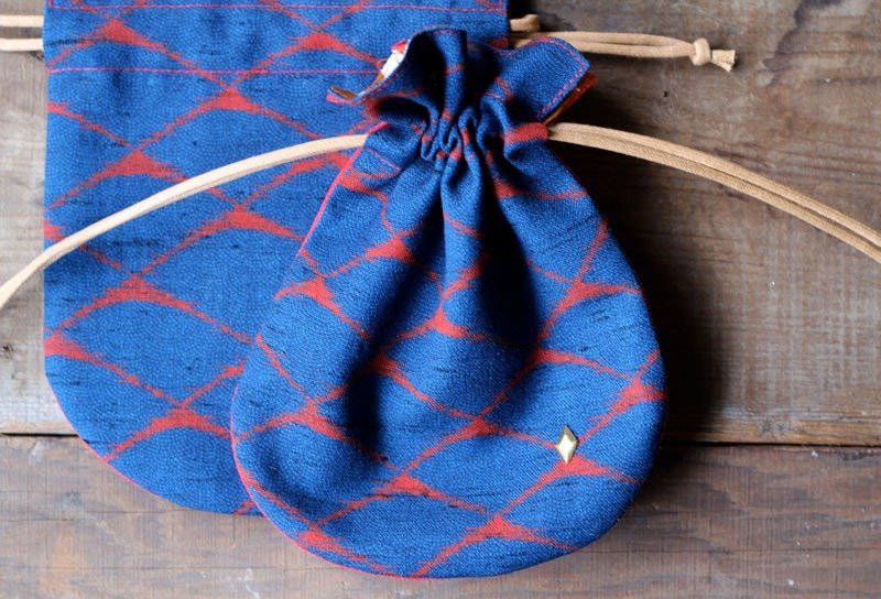 浪波 ◘ 古和服束口袋 - 化妆包/杂物包 - 其他材质 蓝色