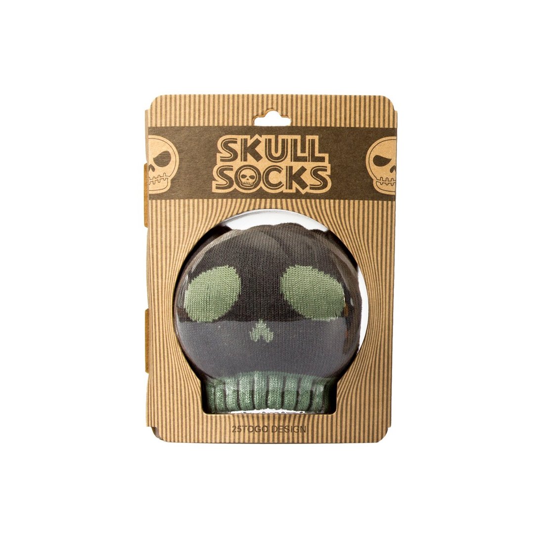 SKULL PATTERN SOCKS 印花骷髅袜_泥绿傻傻脸 - 袜子 - 其他材质 绿色