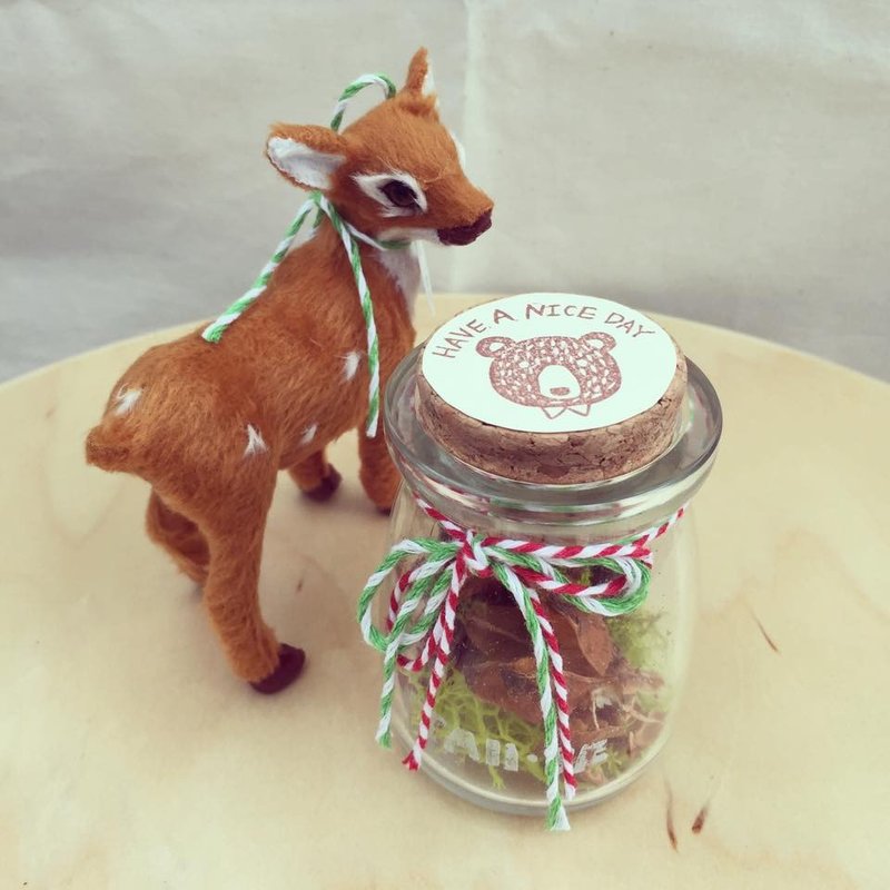 小熊采果实森林小瓶子手工印章*橡皮擦印章*手工刻章*手工刻章 - 印章/印台 - 玻璃 卡其色