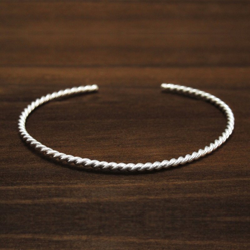 手环 手镯 麻花手环 纯银手环 C型手环-64DESIGN - 手链/手环 - 银 银色