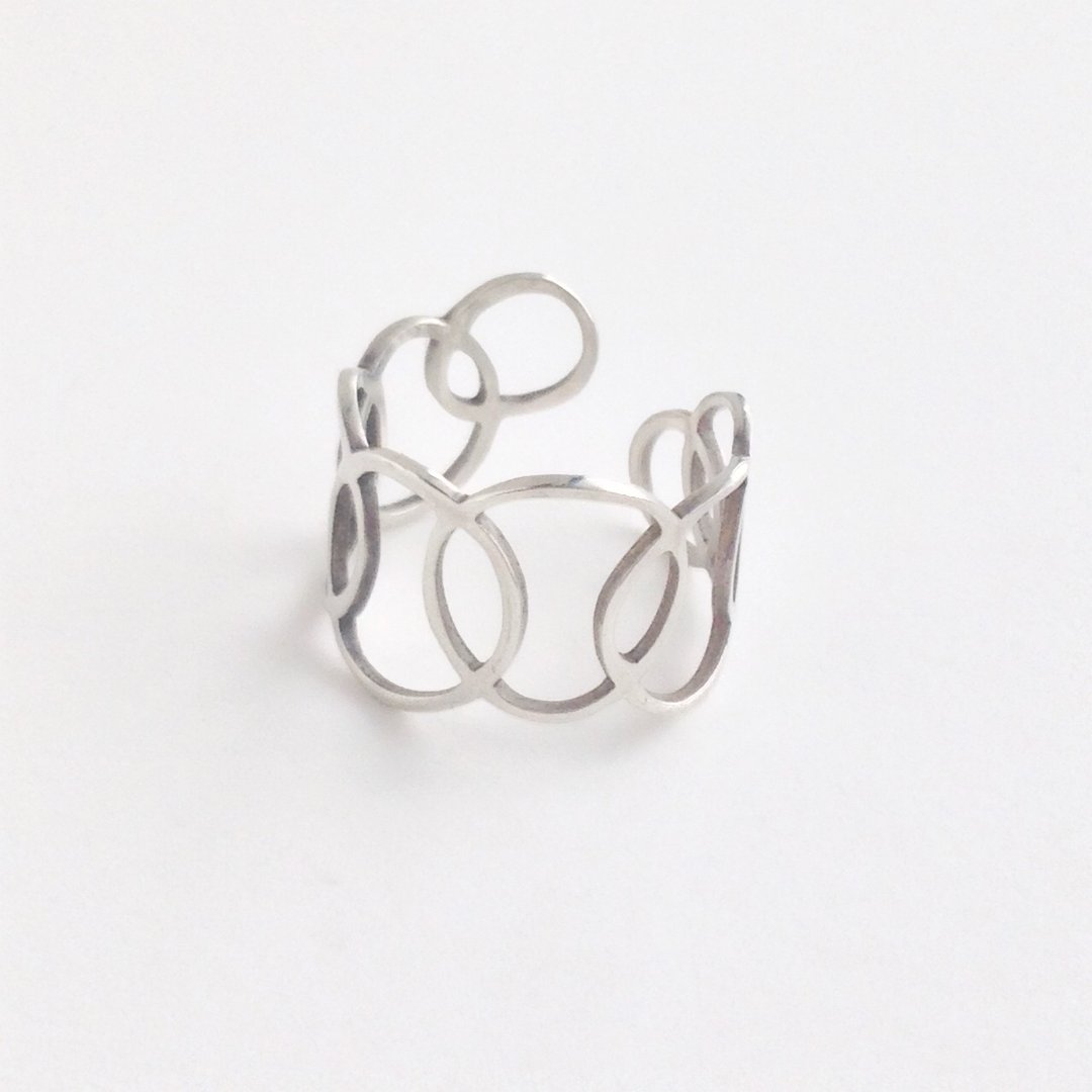 [Order production] ring / 950 silver circle design "connection" <unisex> No. 21-29 - 戒指 - 其他金属 灰色