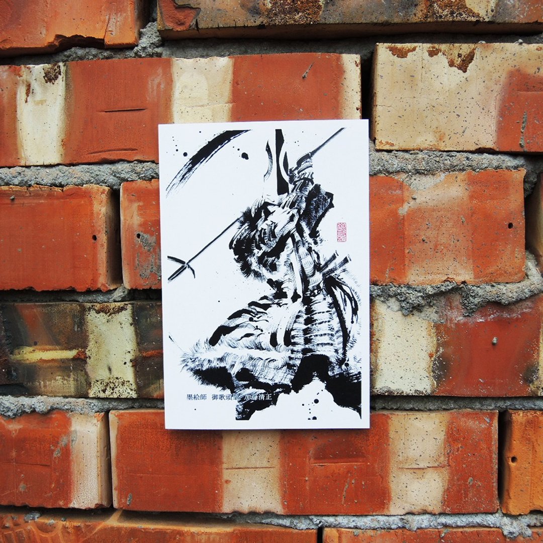 【加藤清正-1】-水墨画明信片/日本战国/手绘/墨绘师/收藏/武将 - 卡片/明信片 - 纸 黑色