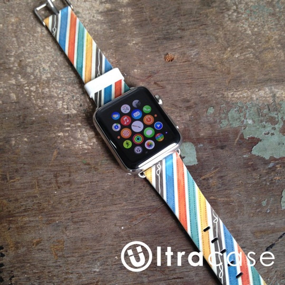 Apple Watch Series 1-5 彩带图案真皮手表带 38 40 42 44 mm - 9 - 其他 - 真皮 