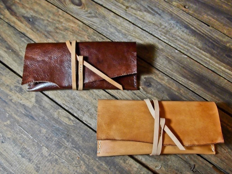 绑带式笔袋  （不修边系列） 手工真皮制作 - 铅笔盒/笔袋 - 真皮 