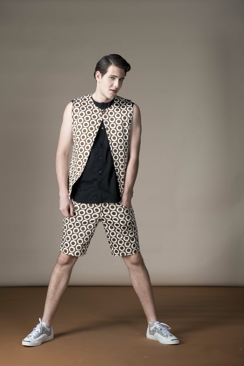 Sevenfold Op Dot Short (Brown) 欧普圆点短裤 (褐) - 男士短裤 - 棉．麻 