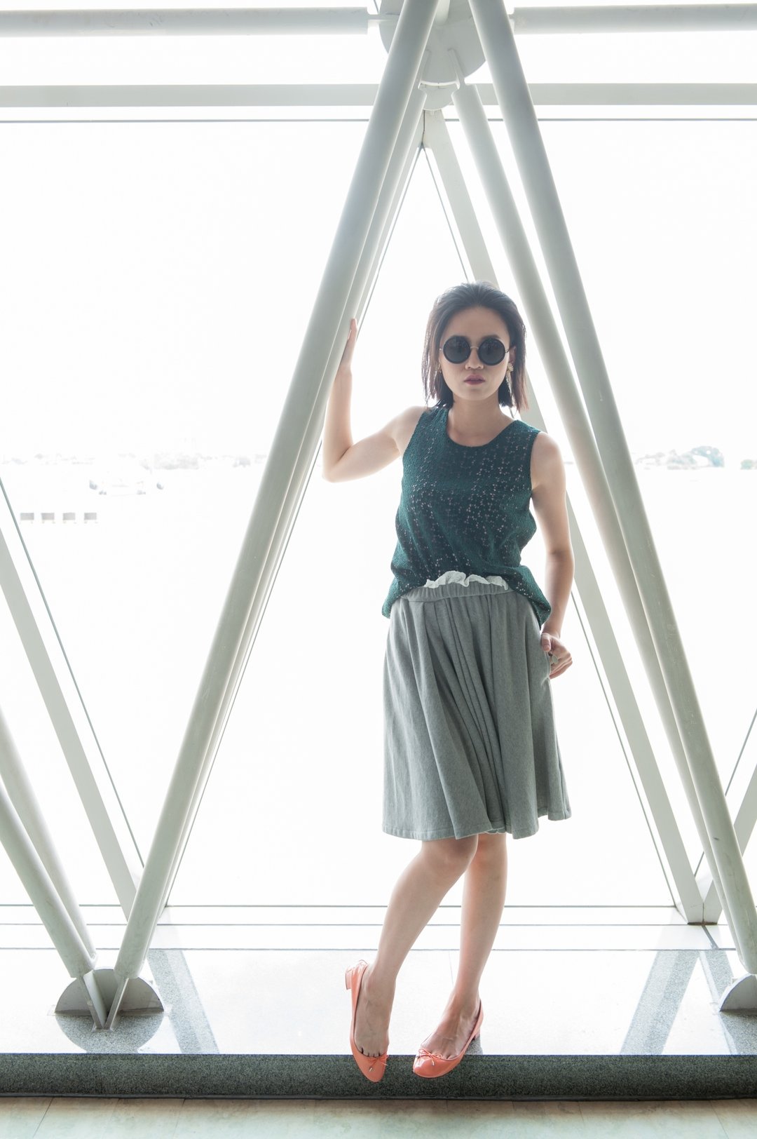 Audrey 荷叶蕾丝无袖上衣 - 女装上衣 - 其他材质 绿色