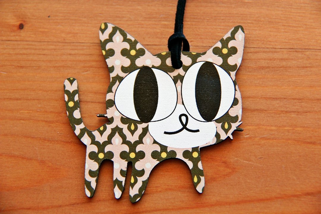 Adorable♥♥♥木制手作长项链→花样玳瑁猫 - 长链 - 木头 咖啡色