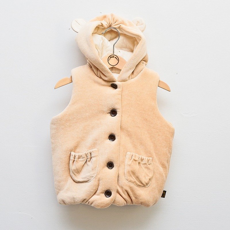 暖呼呼 有机彩棉熊背心 - 其他 - 棉．麻 咖啡色