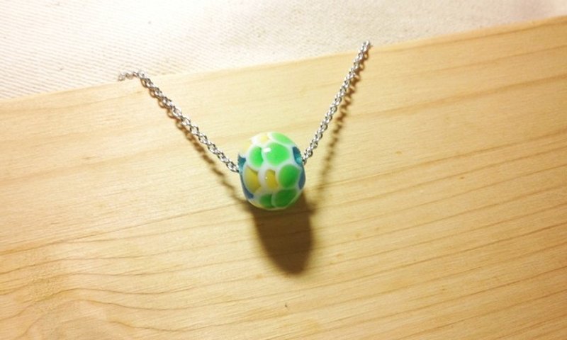 柚子林琉璃 - 嬉戏于海洋的精灵 - 浅海蓝x浅琥珀x海草绿 - 项链 - 玻璃 多色