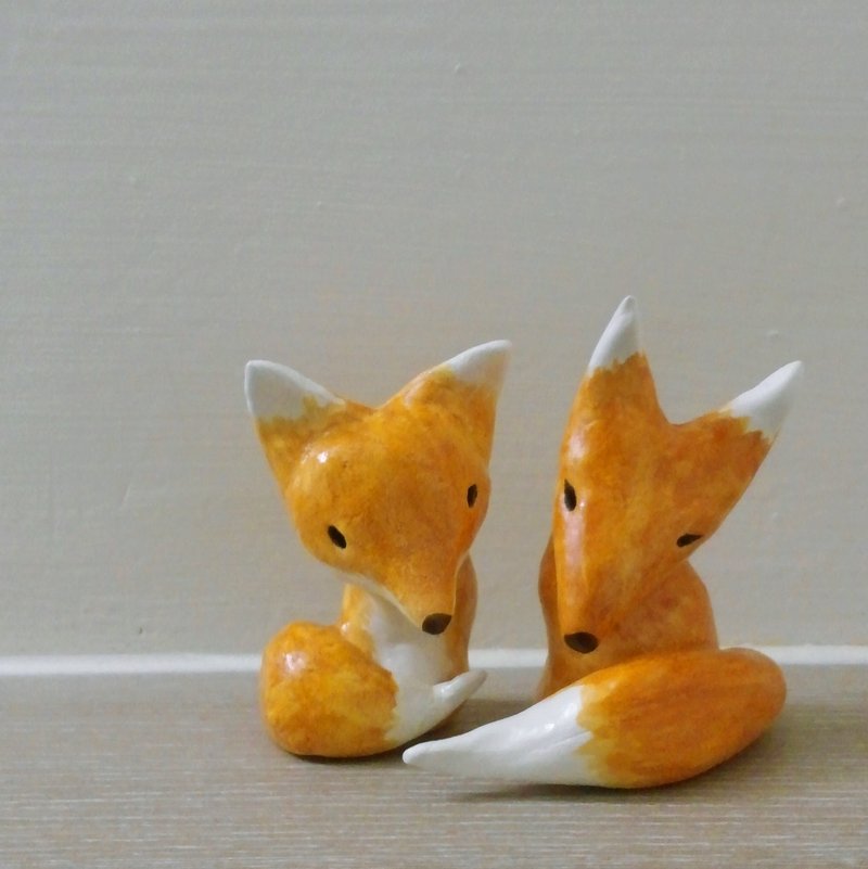 相亲相爱小狐狸(一对) - 摆饰 - 其他材质 橘色