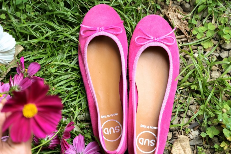 SUD意大利麂皮娃娃鞋樱桃红 - 女款休闲鞋 - 真皮 粉红色