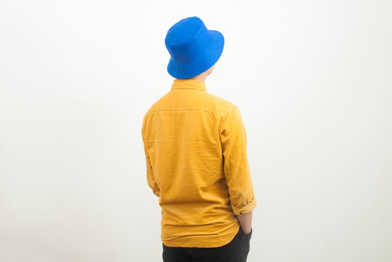 L'appeso 轻量舒适感百搭渔夫帽 - 宝石蓝 - 帽子 - 棉．麻 蓝色