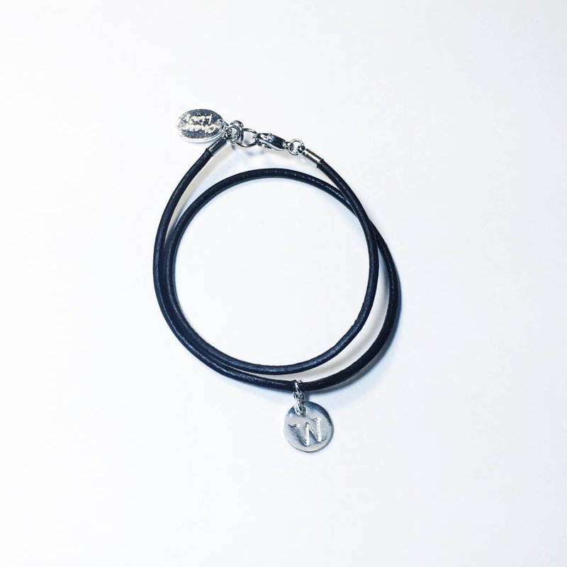 小牛皮定制字母双圈手链 - 手链/手环 - 其他金属 